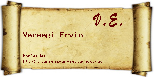 Versegi Ervin névjegykártya